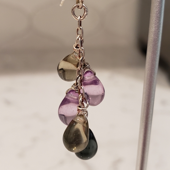 Sterling and cabachon amethyst earrings - Picture 2 of 4